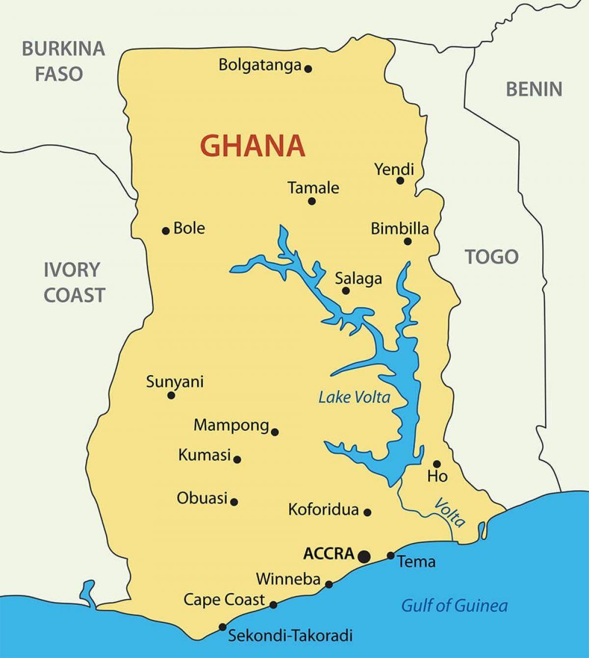 ghana kaart met stede