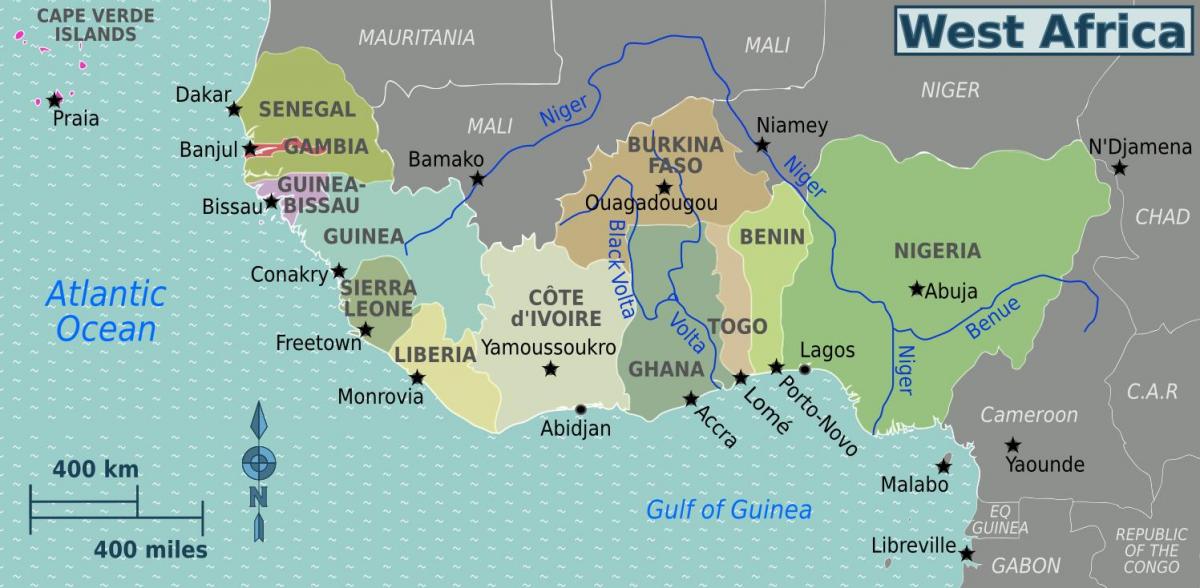 Kaart van die wes-afrika ghana