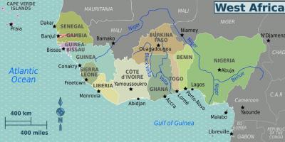 Kaart van die wes-afrika ghana